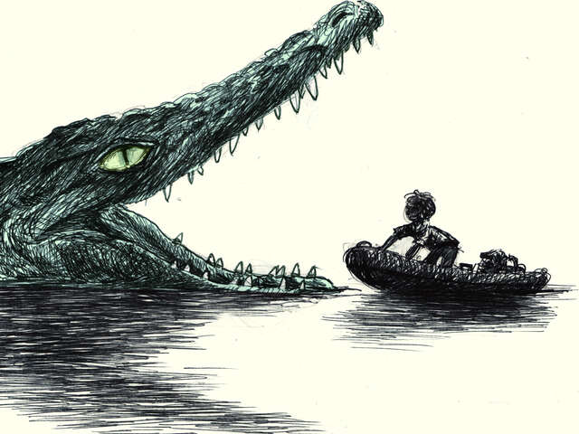 Dans la mer, il y a des crocodiles