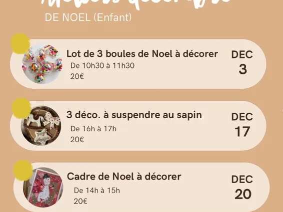Atelier Enfant Art Floral : Lot de 3 boules de Noël à décorer