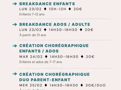 Ateliers danse février pour adultes, ados et enfants - CAMIN