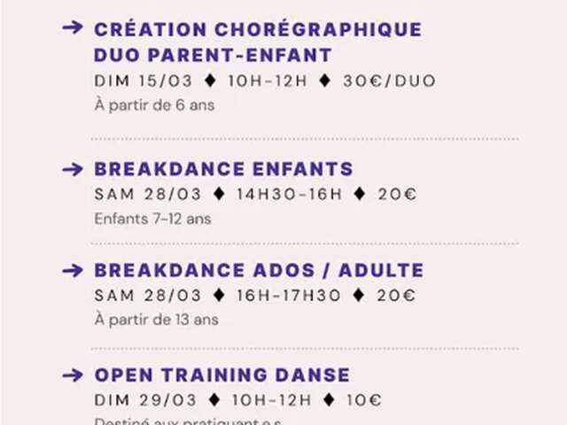Ateliers danse mars pour adultes, ados et enfants - CAMIN