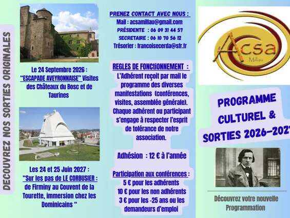Conférences et sorties ACSA - 2026-2027