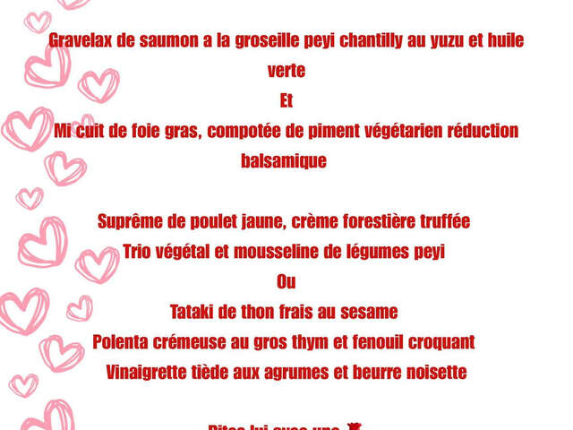 Menu de la Saint-Valentin (Les Terrasses d'Ariel)