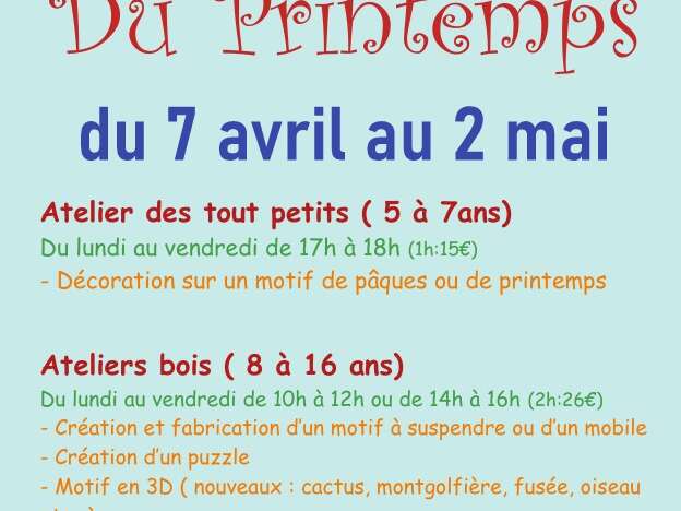 Les Ateliers du Printemps : Atelier bois (8 - 16ans)