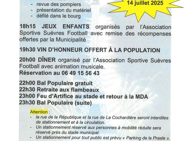 Fête Nationale 14 juillet - Suèvres