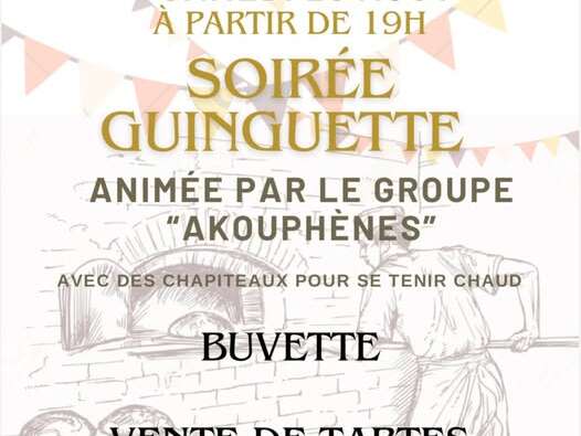 Soirée guinguette, vente de tartes et feu d'artifice
