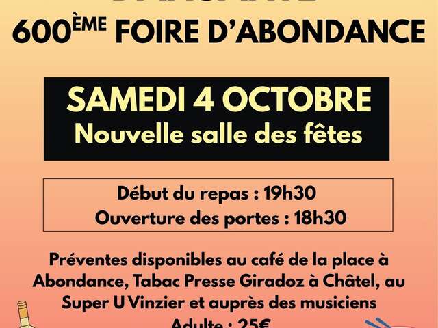 REPAS / SOIRÉE FONDUE de la Foire d'Abondance
