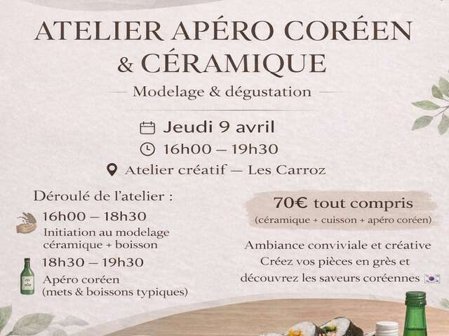 Atelier apéro coréen et céramique