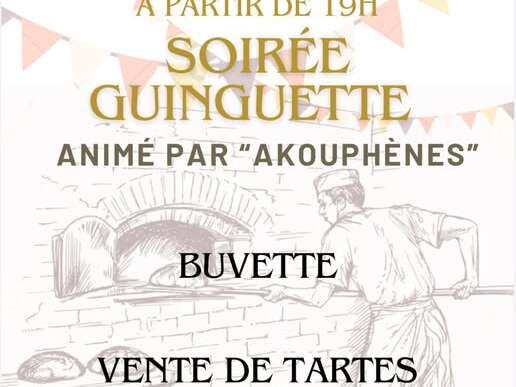 Soirée guinguette, vente de tartes et feu d'artifice