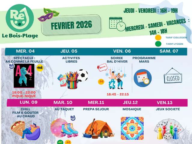 Animations de Ré Jeunesse au Bois-Plage-en-Ré - Février