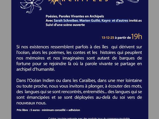 Soirée poésies et paroles vivantes en archipels
