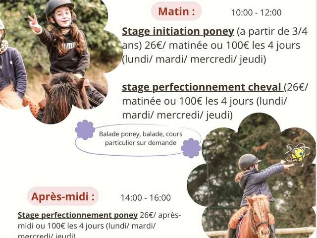 Stages de poney et cheval au mois d'avril - Centre équestre 'Le Palis'