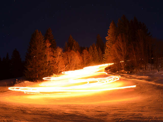 Torchlight descent, followed by fireworks