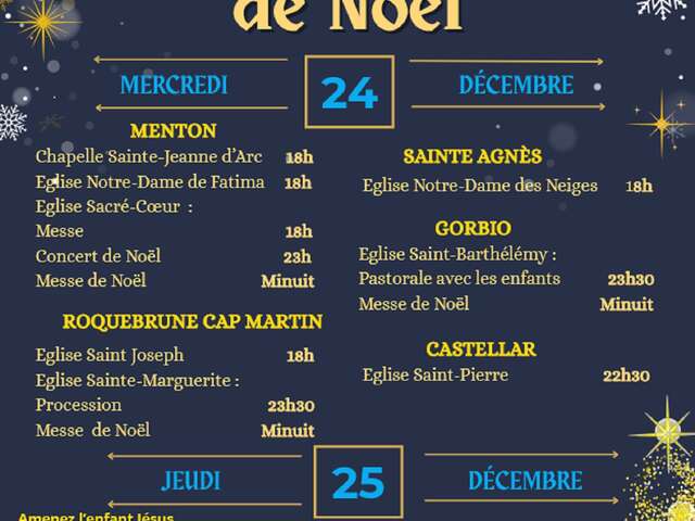 Veillées et messes de Noël 2025