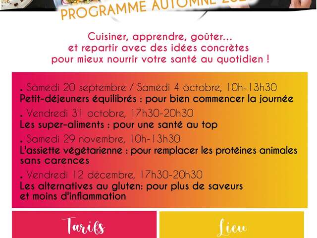 Les ateliers cuisine d'Elise : atelier pour adultes