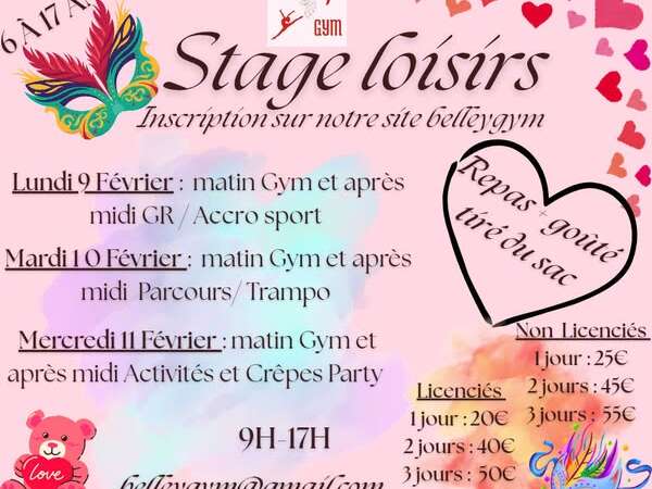 Stage loisirs de gymnastique pour les 6 - 17 ans