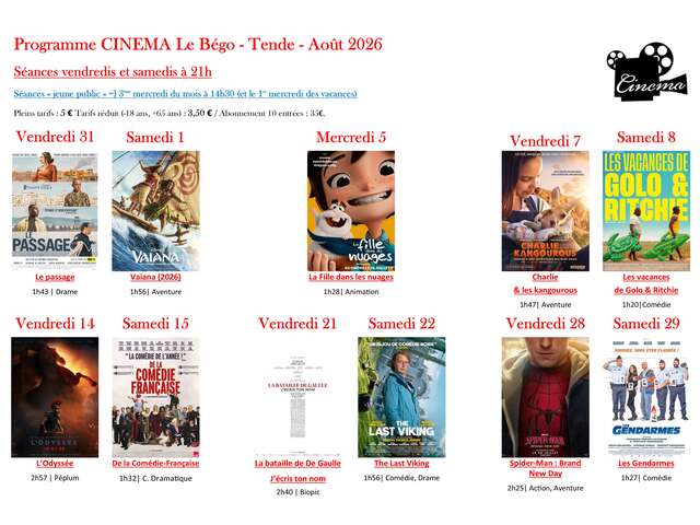Séances de cinéma à Tende