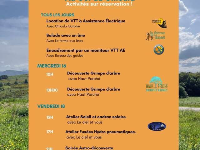 Summer activities at the Chioula resort