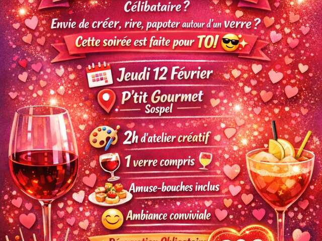 Soirée spéciale célibataires : Atelier créatif & Apéro good vibes