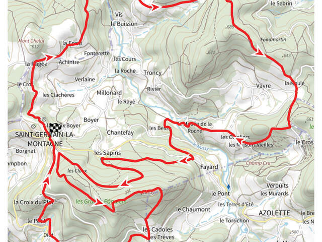 Itinéraire VTT : circuit 23 rouge, base Belmont-de-la-Loire