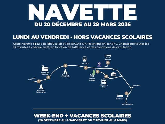 Service de transport d'hiver 2025/2026 (Ax les Thermes/Savignac les Ormeaux)