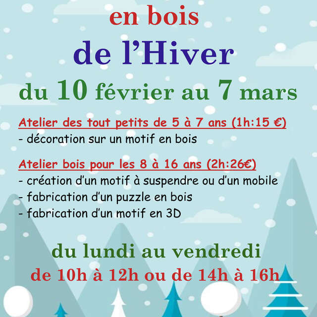 Les Ateliers de l'hiver : Atelier bois (8 - 16 ans)