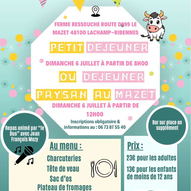 PETIT DÉJEUNER OU DÉJEUNER PAYSAN AU MAZET