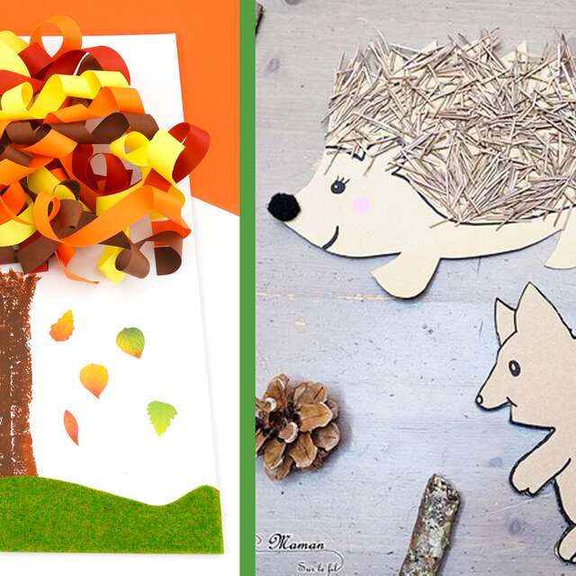 Petits bricolages d'automne : arbres, écureuils et hérissons