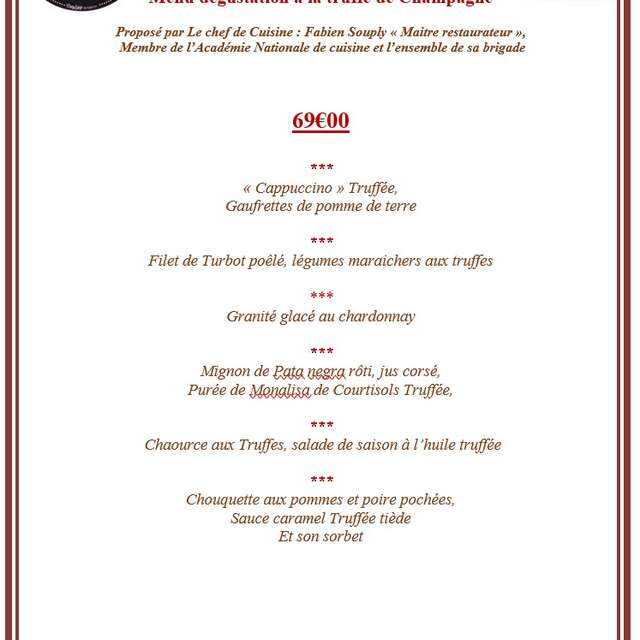 Menu à la Truffe de Champagne chez Maison Souply