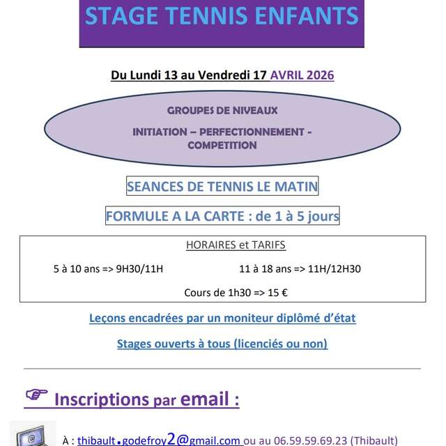 Stages de Tennis Enfants