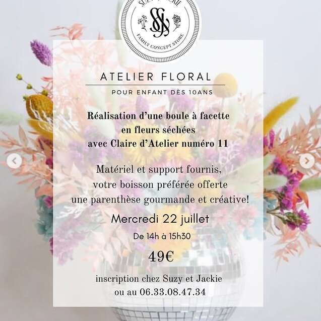 ATELIER FLORAL pour enfants chez Suzy & Jackie