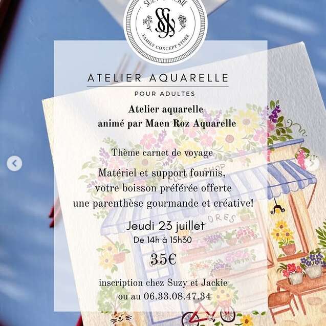 ATELIER AQUARELLE pour adultes chez Suzy & Jackie