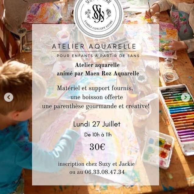 ATELIER AQUARELLE pour enfants chez Suzy & Jackie
