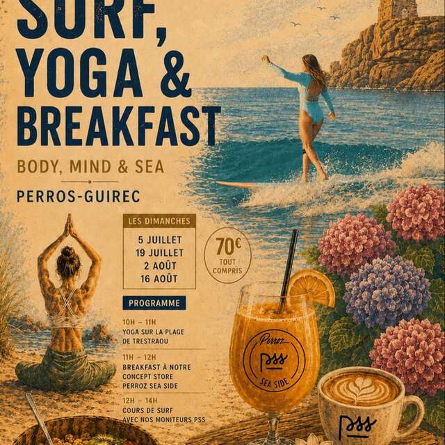 Yoga & Breakfast & Surf avec Perroz Sea Side (PSS) !