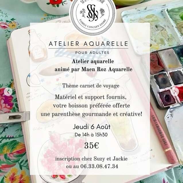 ATELIER AQUARELLE pour adultes chez Suzy & Jackie