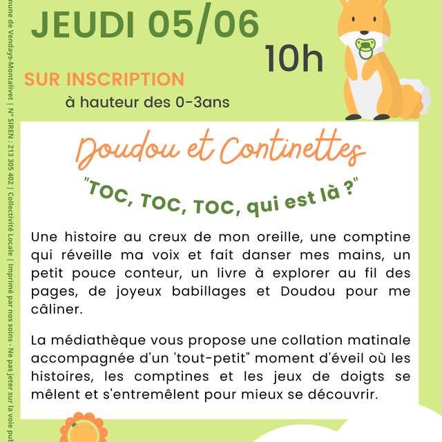 Doudou et Continettes :  Lectures et collation