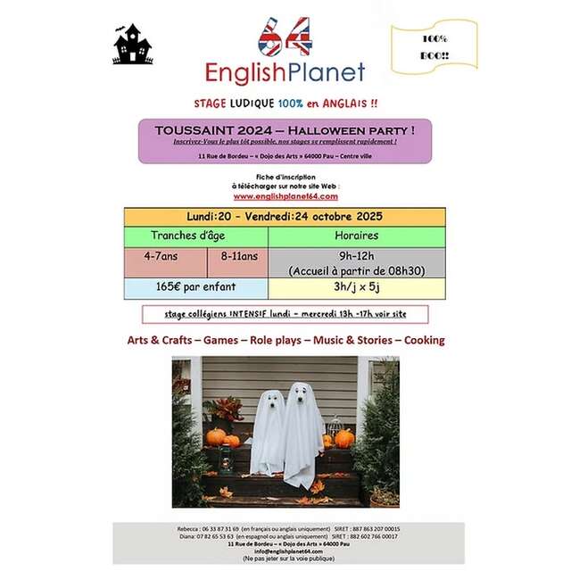Stage anglais vacances Toussaint "Halloween party"