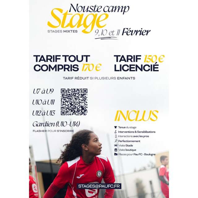 Stage mixtes football PAUFC Academy- Vacances février