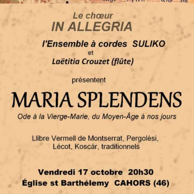 Concert de la chorale In Allegria : "Maria Splendens"