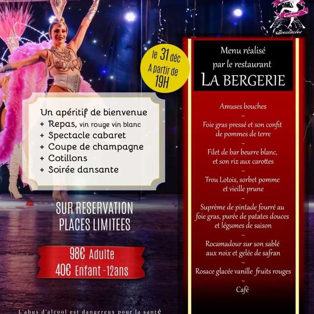 Repas spectacle cabaret du réveillon du Nouvel An