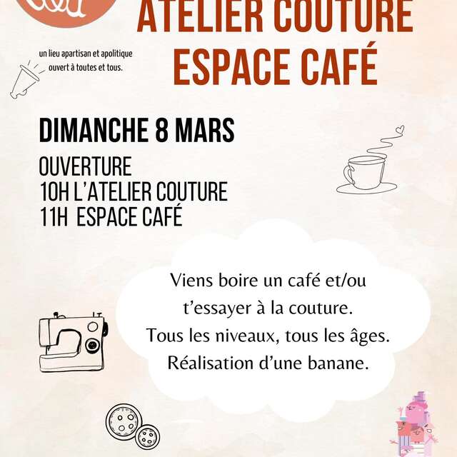 Espace café et atelier couture au 3ème Lieu