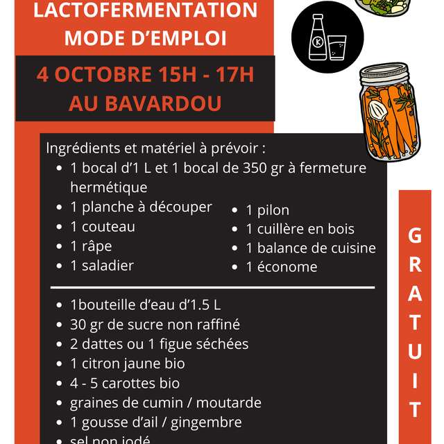 Les Ateliers Découverte du Bavardou : Kéfir et lactofermentation, mode d'emploi