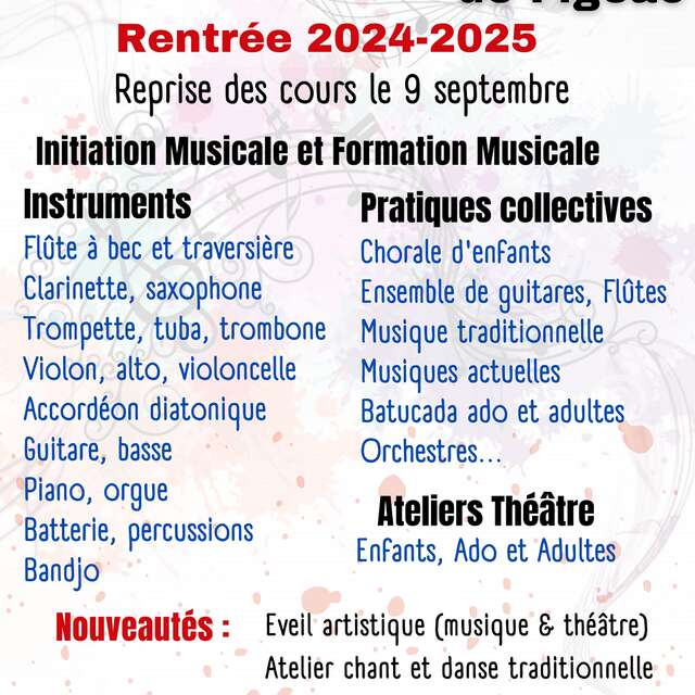 Rentrée 2024-2025 des  ateliers musique et théâtre à l'école musique à Figeac