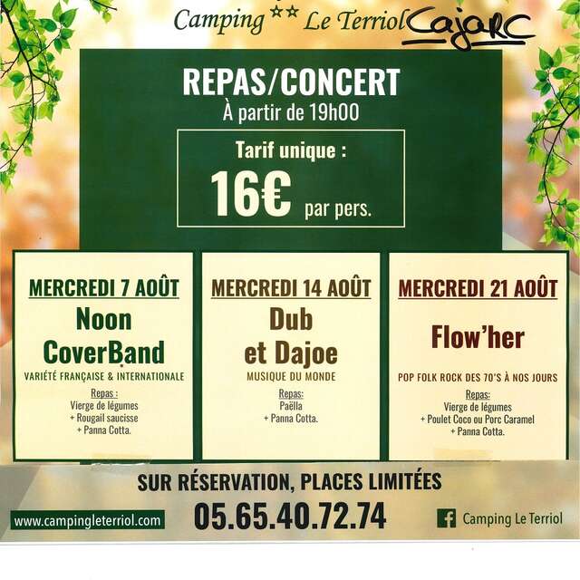 Repas concert au camping Le Terriol