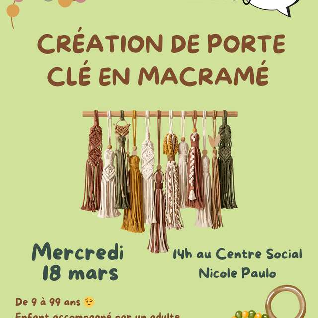 Atelier créatif : création de porte-clé en macramé