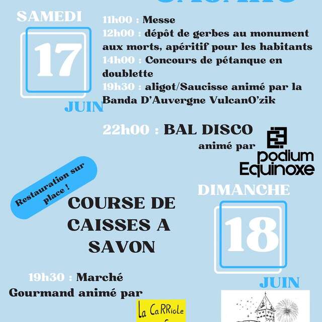 Fête Votive à Salvagnac-Cajarc et course de caisses à savon