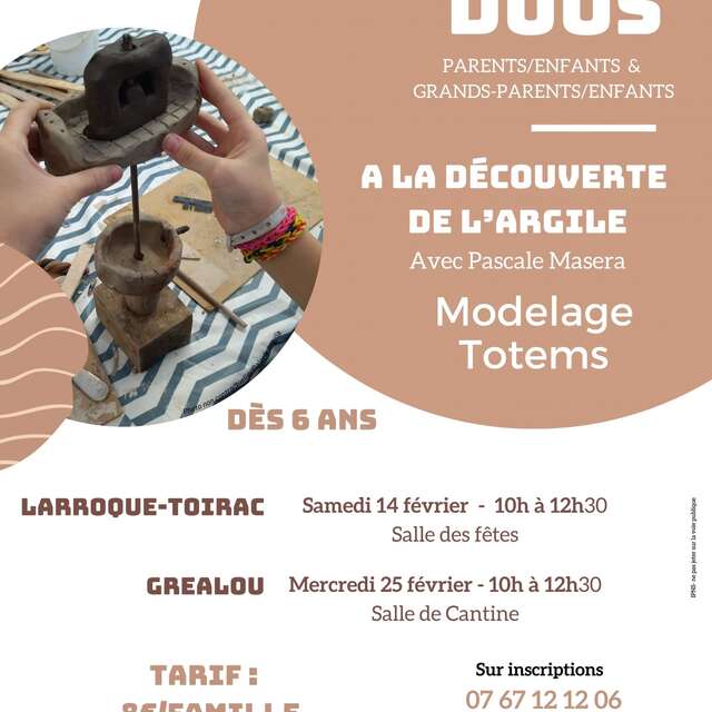 Ateliers duos à la découverte de l'argile à Gréalou