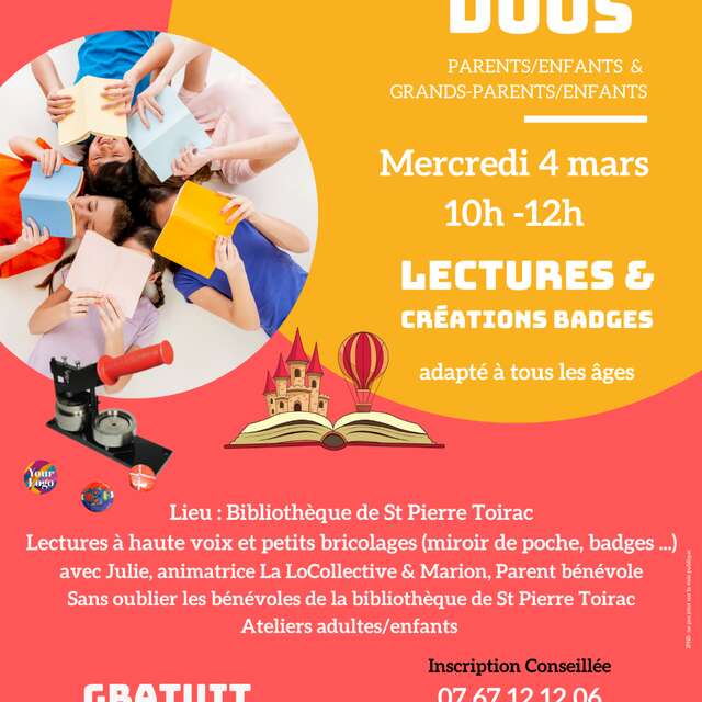 Ateliers duos (lecture et bricolage) à Saint-Pierre-Toirac