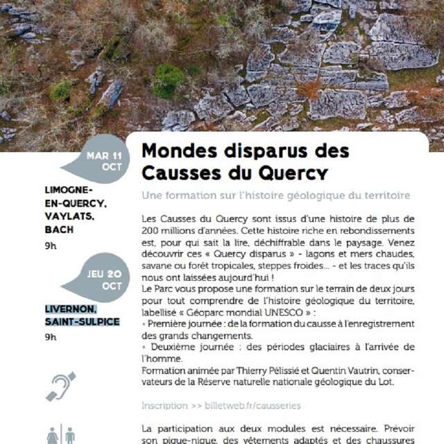 Mondes disparus des Causses du Quercy, une formation sur l’histoire géologique du territoire