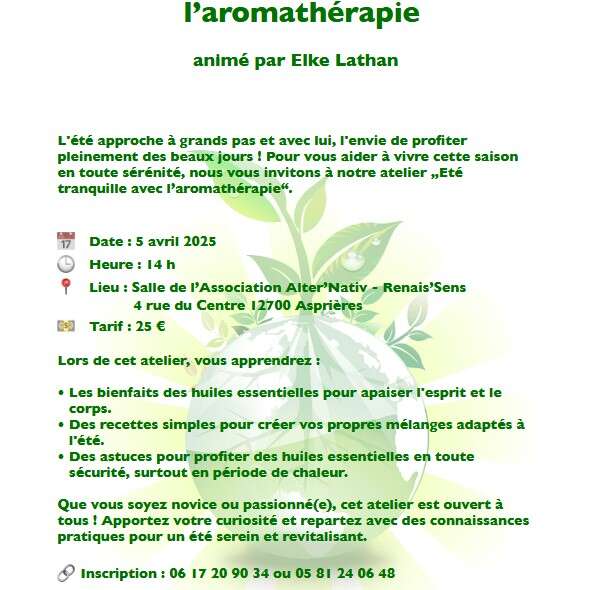 Ateliers à Asprière :  aromathérapie