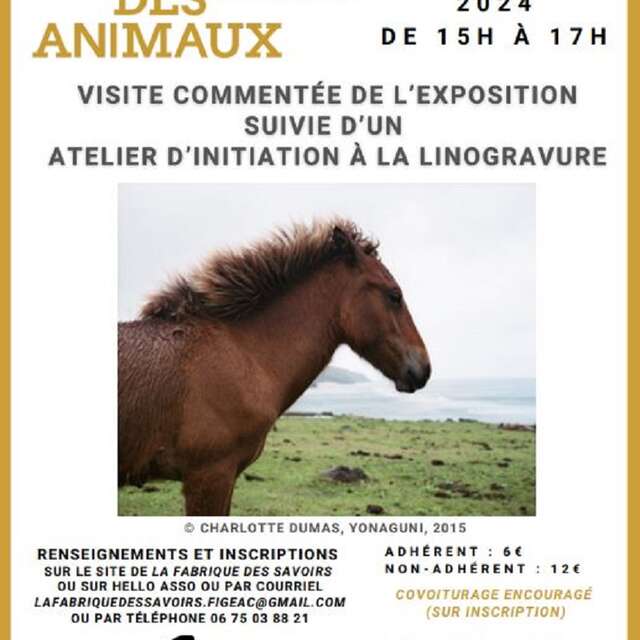 Visite de l’exposition “La compagnie des animaux”, suivie d’un atelier de linogravure à Cajarc